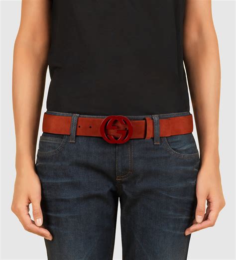 red suede Gucci belt